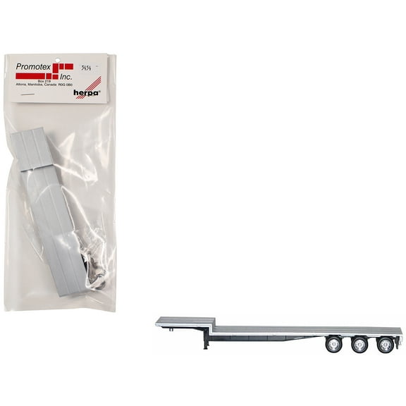 48ft 3-Axle Drop Deck Trailer with Chrome Wheels and Silver Top 1/87 (HO) Plastic Model by Promotex