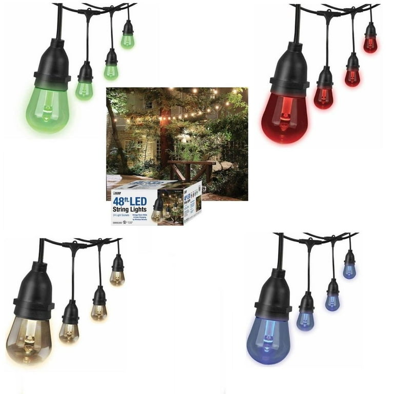48ft LED String Light 4 Color Changing Dimmable Waterproof Remote Control