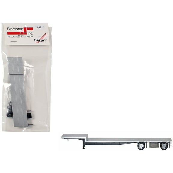 48ft Spread-Axle Drop Deck Trailer with Chrome Wheels and Silver Top 1/87 (HO) Plastic Model by Promotex