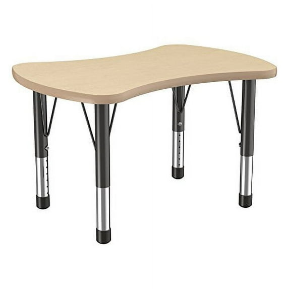 48in Bowtie Collaborative Thermo-Fused Adjustable Activity Table with Chunky Leg - Maple/Maple
