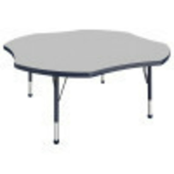 48in Clover Everyday T-Mold Adjustable Activity Table Grey/Navy - Standard Ball with Four 12in Stack Chairs Navy - Ball Glide