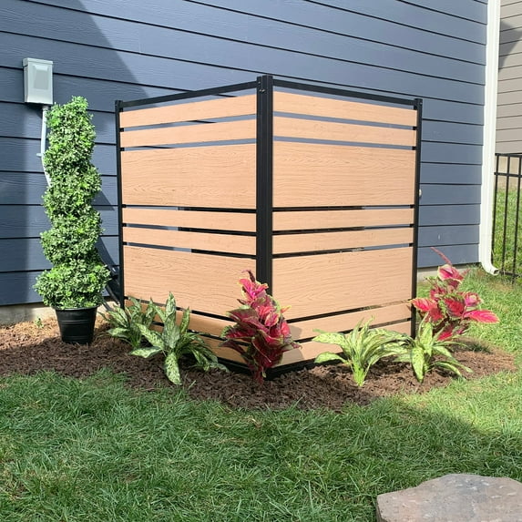 48in H x 40in W (2 Panels) No Dig Enclo Vienna Cedar Color Privacy Screen, Outdoor WoodTek Vinyl Privacy Fence Panel, Privacy Wall for Trash Can & Air Conditioner Fence, Patio Privacy Screen, EC18017