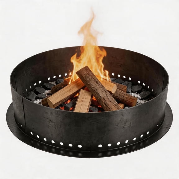 48in Heavy Duty Steel Smokeless DIY Fire Pit Ring with 360 Airflow for In/Above Ground