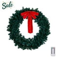 thumbnail image 1 of 48in Pre-Lit Artificial Christmas Wreath w/ Warm White & Multi-Color LED Lights, Remote Control, Stepless Dimming, for Indoor/Outdoor Holiday Decor, 1 of 8