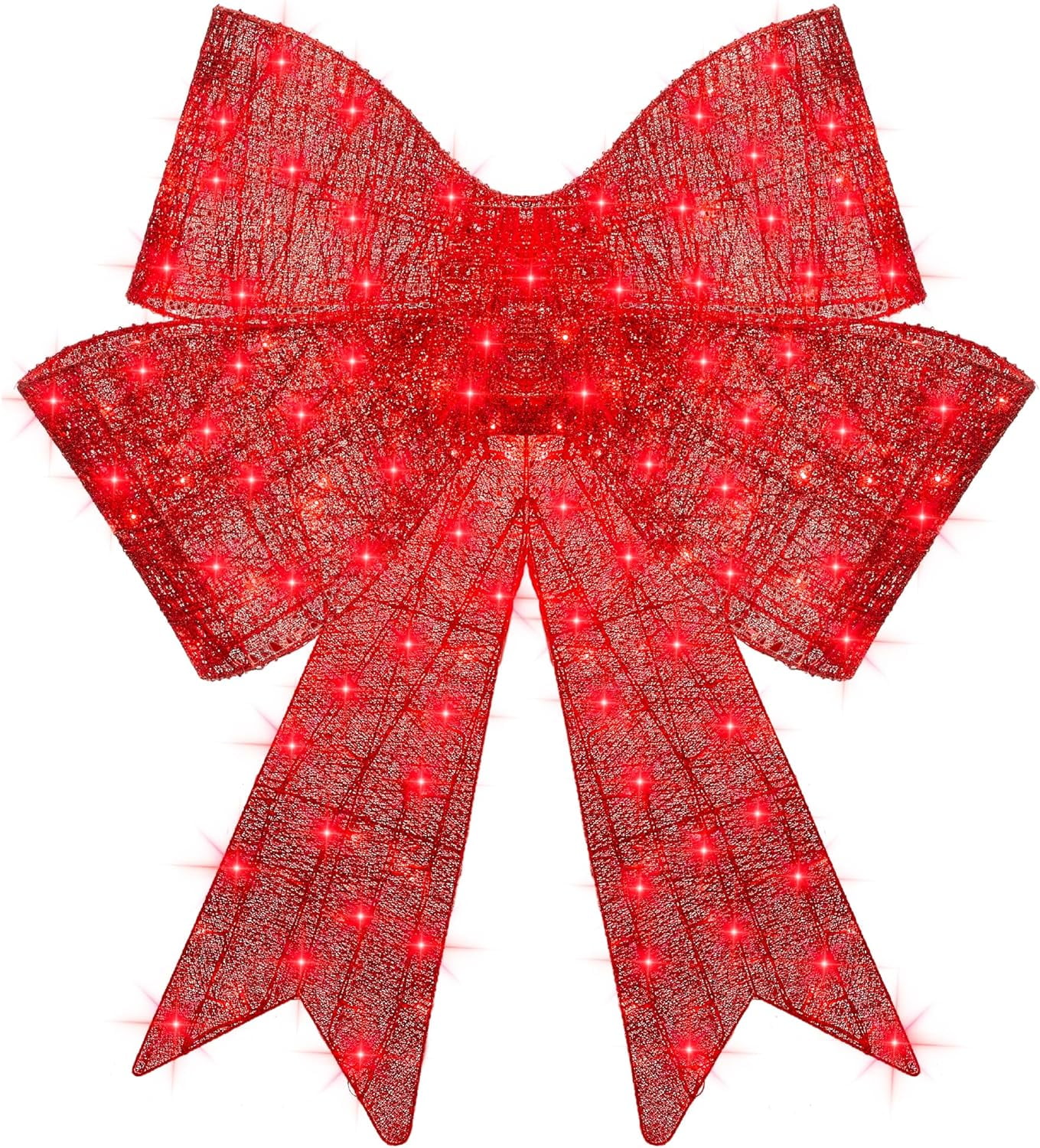48'' Red LED Pre-Lit Outdoor Christmas Bow with Metal Frame
