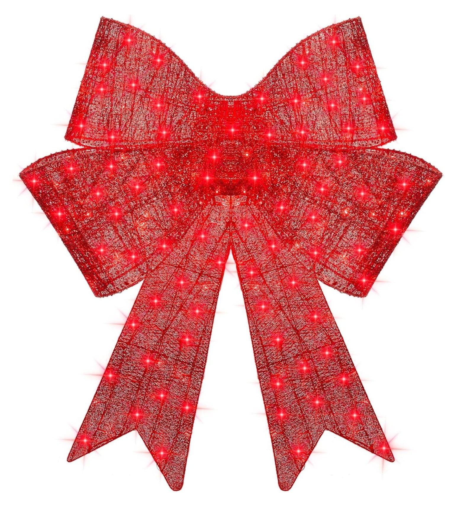 48'' Red LED Pre-Lit Outdoor Christmas Bow with Metal Frame