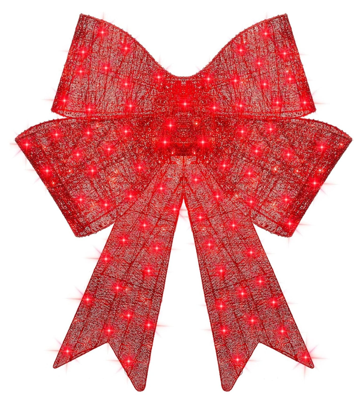 48'' Red LED Pre-Lit Outdoor Christmas Bow with Metal Frame