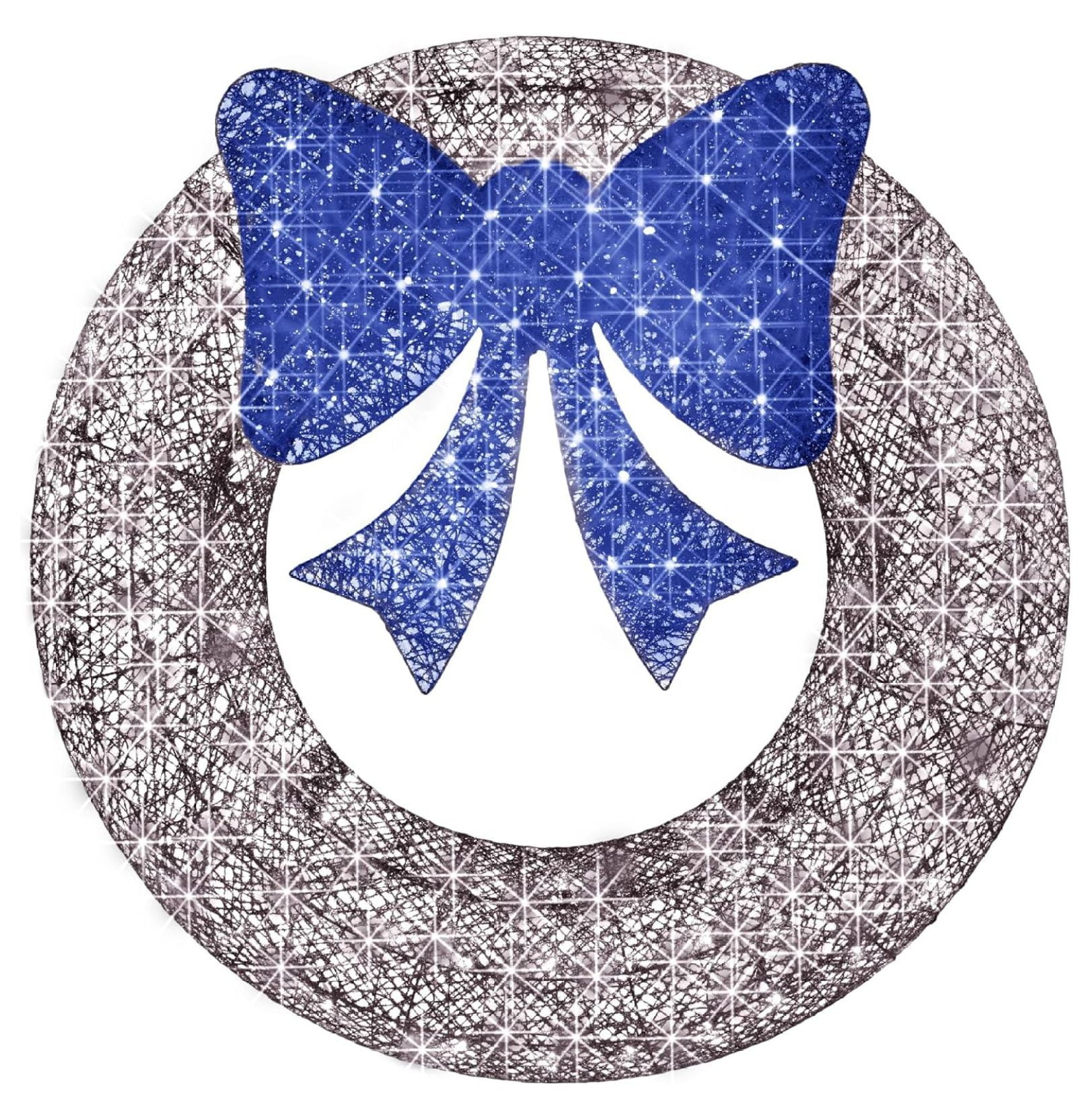 48-Inch Silver and Blue LED Outdoor Christmas Wreath with Bow