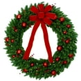 thumbnail image 1 of 48in. Red Velvet Mixed Fir Wreath with Battery Operated Warm White LED Lights, 1 of 1