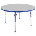 thumbnail image 1 of 48in Round Collaborative Thermo-Fused Adjustable Activity Table with Standard Ball - Gray/Blue, 1 of 1