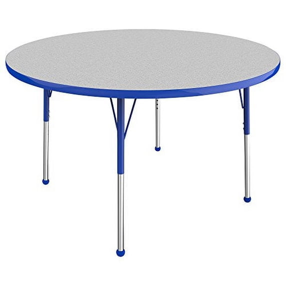 48in Round Collaborative Thermo-Fused Adjustable Activity Table with Standard Ball - Gray/Blue