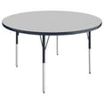 thumbnail image 1 of 48in Round Everyday T-Mold Adjustable Activity Table Grey/Navy - Standard Swivel with Four 18in Stack Chairs Navy - Swivel Glide, 1 of 2