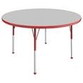 thumbnail image 1 of 48in Round Everyday T-Mold Adjustable Activity Table Grey/Red - Standard Ball with Four 12in Stack Chairs Red - Ball Glide, 1 of 2