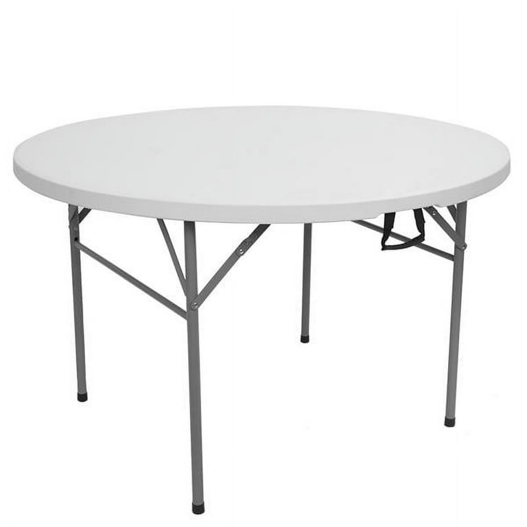 48in Round Folding Table, 4FT Heavy Duty HDPE Portable Round Table
