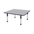 thumbnail image 1 of 48in Square Everyday T-Mold Adjustable Activity Table Grey/Navy - Chunky with Eight 10in Stack Chairs Navy - Ball Glide, 1 of 2