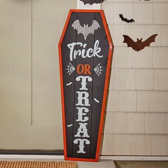 48in Trick or Treat Sign - Cute Halloween Sign for Patio or Entryway