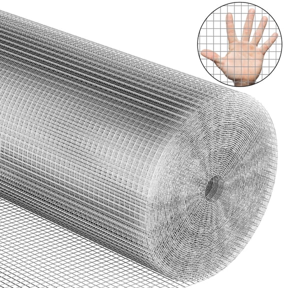 48in x 50ft Hardware Cloth 19 Gauge Galvanized Chicken Wire Mesh, Heavy Duty Welded Fence for Chicken Coop, Poultry, Animal Control and Garden Protection