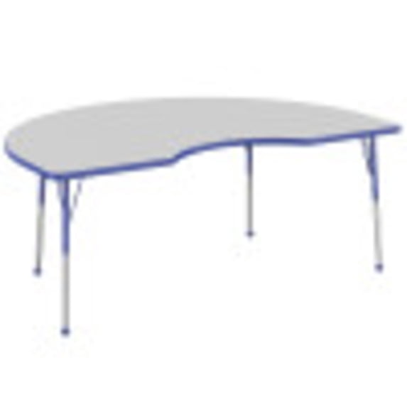 48in x 72in Kidney Everyday T-Mold Adjustable Activity Table Grey/Blue - Standard Ball with Six 14in Stack Chairs Blue - Ball Glide