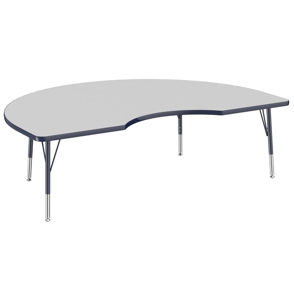 48in x 72in Kidney Everyday T-Mold Adjustable Activity Table Grey/Navy - Toddler Swivel with Seven 12in Stack Chairs Navy - Swivel Glide