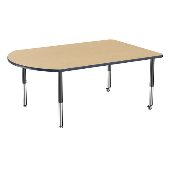 48in x 72in Work Around Everyday T-Mold Adjustable Activity Table Maple/Navy/Black - Super Leg