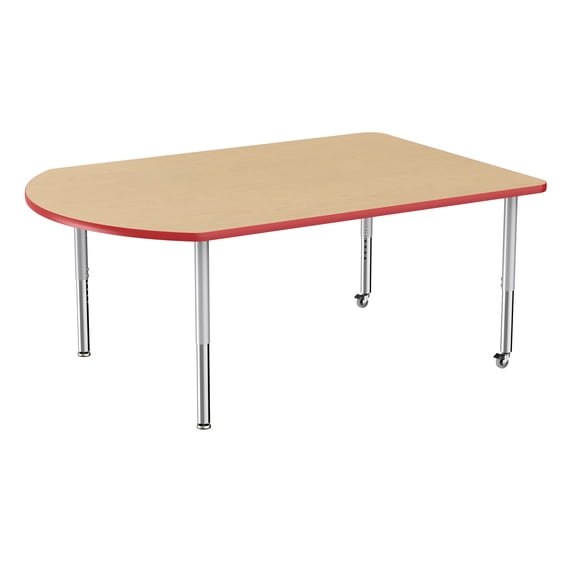 48in x 72in Work Around Everyday T-Mold Adjustable Activity Table Maple/Red/Silver - Super Leg