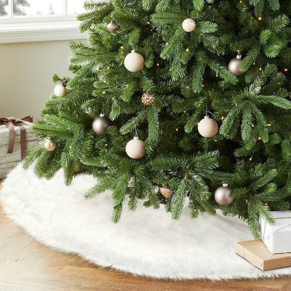 48inch 120cm Pure White Wet Wool Christmas Tree Skirt Decorations Holiday Decorations Christmas Tree Skirt