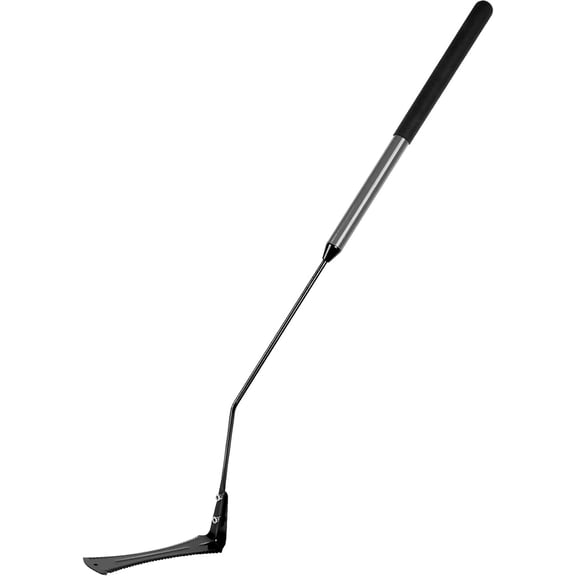 48inch Long-handled grass cutting whip, double-edged serrated steel blade, soft rubber grip, used for cutting tall grass and weeds in yards, fields, and ditches, black, 1-piece pack