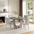 thumbnail image 1 of 48inch Round Dining Table Set for 4 Modern Solid Wood 5-Piece Kitchen & Dining Room Set with Upholstered Chairs Pedestal Base, Gray, 1 of 8
