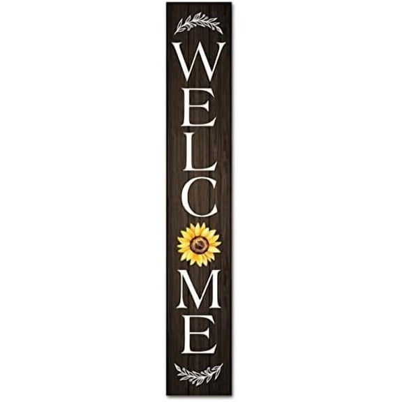(48inx8in) Tall Welcome Signs Vertical for Front Porch Standing Hanging Large Wooden Sunflower Welcome Sign for Front Door Home Decoration Classroom Door Farmhouse Sring Summer Decor Outdoor