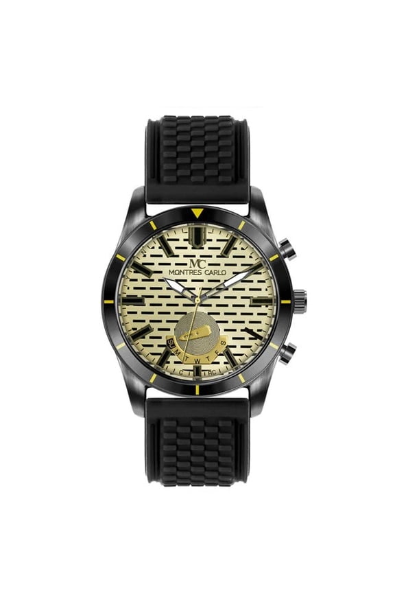 48mm Montres Carlo Men's Fashion Luxury Silicone Band Sport Hip Hop Wrist Watch (Black)