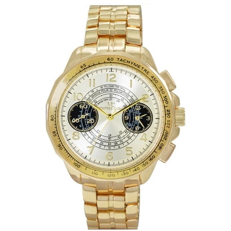 48mm Montres Carlo Men's Fashion Metal Band Luxury Sports Analog Dress Watch (Gold)
