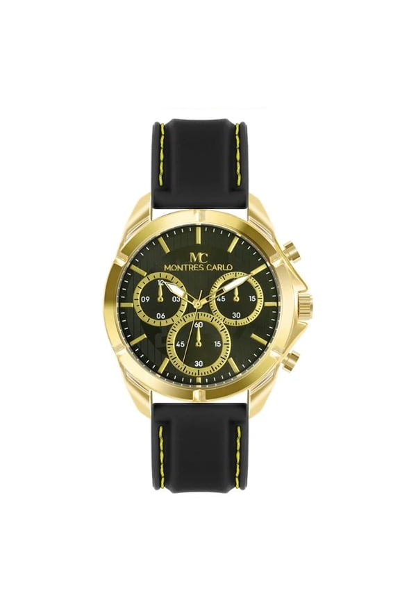 48mm Montres Carlo Men's Fashion Silicone Band Hip Hop Luxury Sport Wrist Watch (Gold/Black)