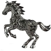 48mm Rhinestone Black Horse Brooch Year of the Horse Fashion Animal Badge Women Vintage Crystal Lapel Pin Gift Art Decor Jewellery Jewelry + Marvelous Gift Box