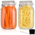 thumbnail image 1 of 48oz Food Storage Canister Glass Jars with Clamp Airtight Lids and Silicone Gaskets for Multi-Purpose Kitchen Containers - Clear Square (2 Pack), 1 of 7
