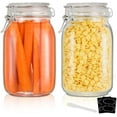 thumbnail image 1 of 48oz Food Storage Canister Glass Jars with Clamp Airtight Lids and Silicone Gaskets for Multi-Purpose Kitchen Containers - Clear Square (2 Pack), 1 of 7