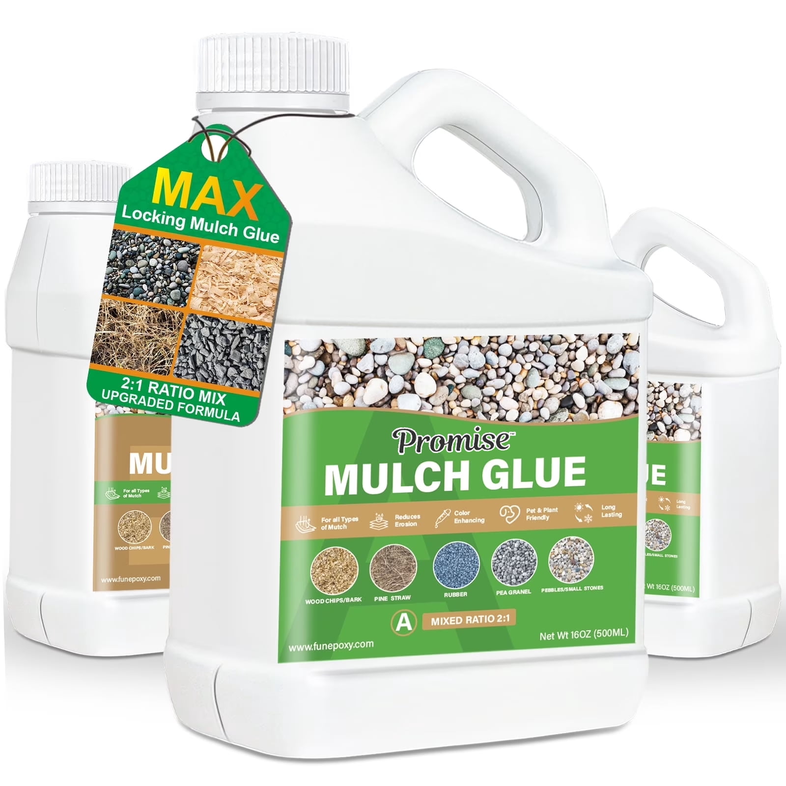 48oz Mulch Glue 2:1 Mixing Ratio  for Landscaping, Ready to Use Fast-Dry Non-Toxic, Strong Mulch Gravel Glue, Rock Glue, Mulch Glue for Garden, Mulch Glue Binder,
