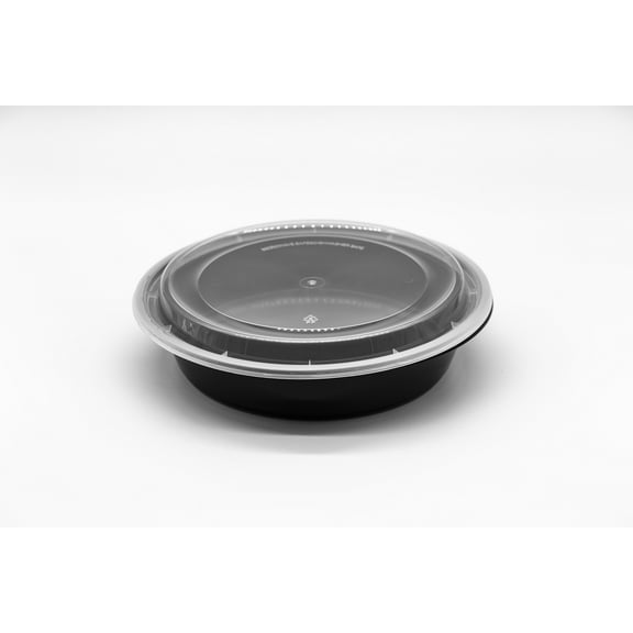 48oz Round Plastic Microwaveable Food Container 150 sets/cs