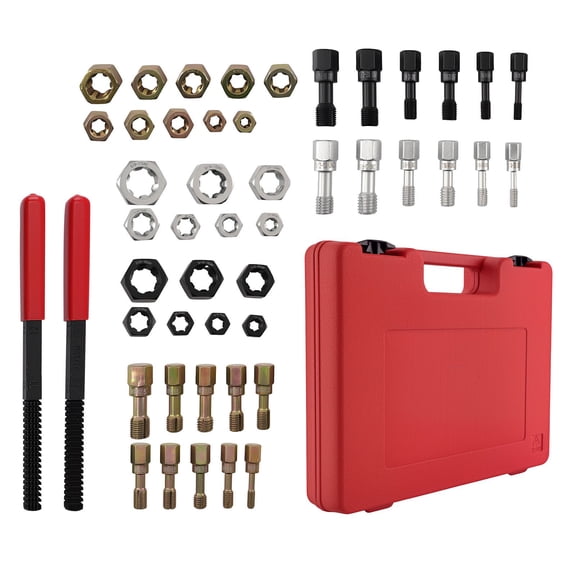 48pc Metric & SAE Thread Chaser Kit, M6-M14 UNC UNF Tap and Die Set, Steel Engine Thread Repair Tool for Restoring Damaged Bolts, Includes 22 Taps 24 Dies 2 Files & Case, SKU 68669136
