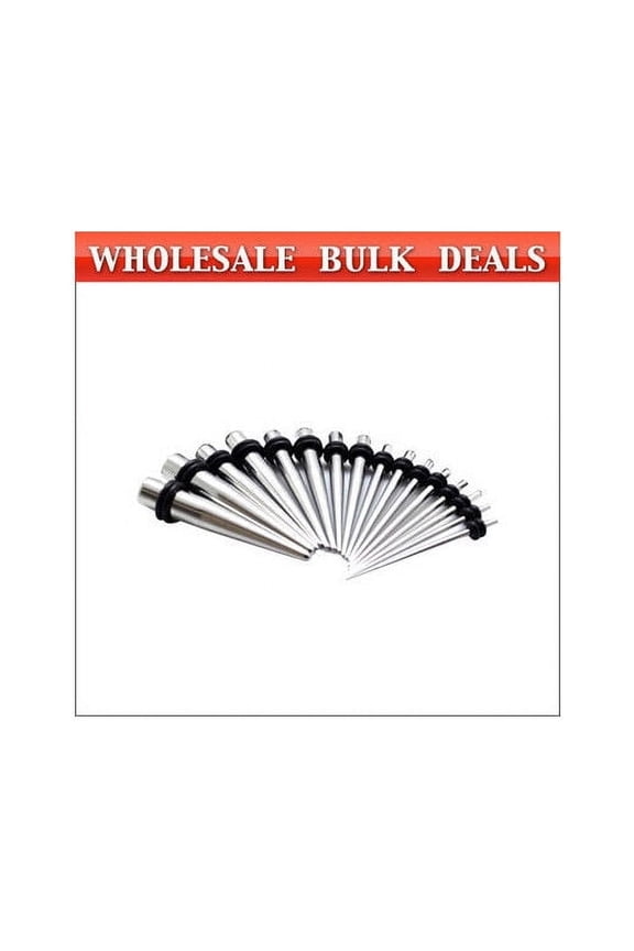 48pc Stainless Steel Ear Taper Stretching Kit - TAPER-kit-48
