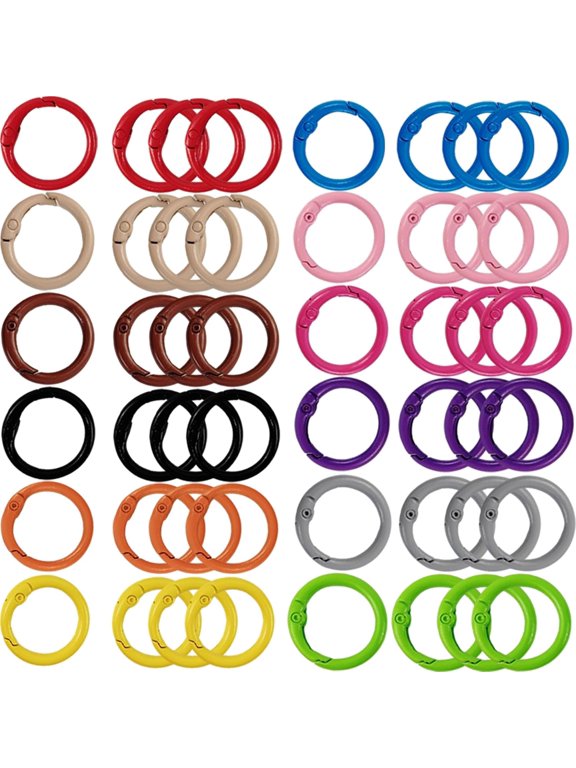 48pcs 1 Inch Round Carabiner Clip Bulk Colorful Circle Carabiner Key Ring Clips Spring O Rings Clips for Bag Charm Purse Lanyard DIY Keychain Making Supplies