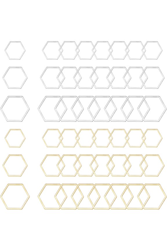 48pcs 3 Sizes Linking Charms 2 Colors Open Bezel Pendant Connector Stainless Steel Charm Metal Pendant Links for Jewelry Making 13-20mm Multi-color DIY