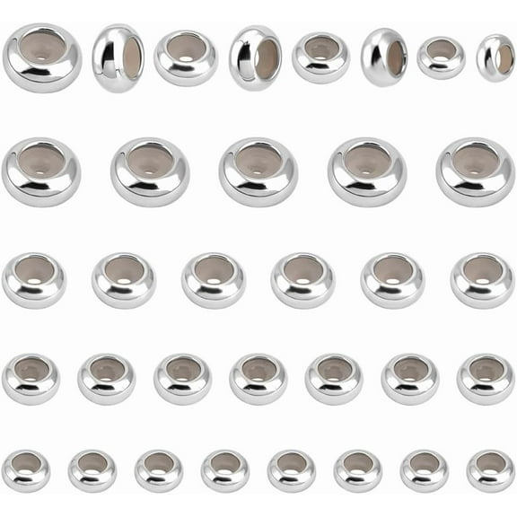 48pcs 4 Sizes Long-Lasting Stopper Beads Silicone Slider Beads Positioning Spacer Bead Adjustable Brass Bead