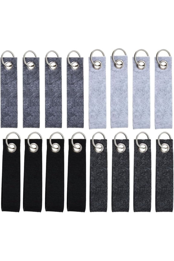 48pcs 4 colors Felt Wristlet Keychain Felt Classic Black Grey Felt Landyard for Car Key Fabric Strip Wristband Keychain with Lanyard Ring for Senior Citizens Businessmen colorful