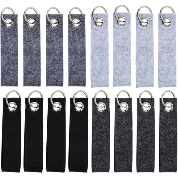 48pcs 4 colors Felt Wristlet Keychain Felt Classic Black Grey Felt Landyard for Car Key Fabric Strip Wristband Keychain with Lanyard Ring for Senior Citizens BusinessmenMixed Color