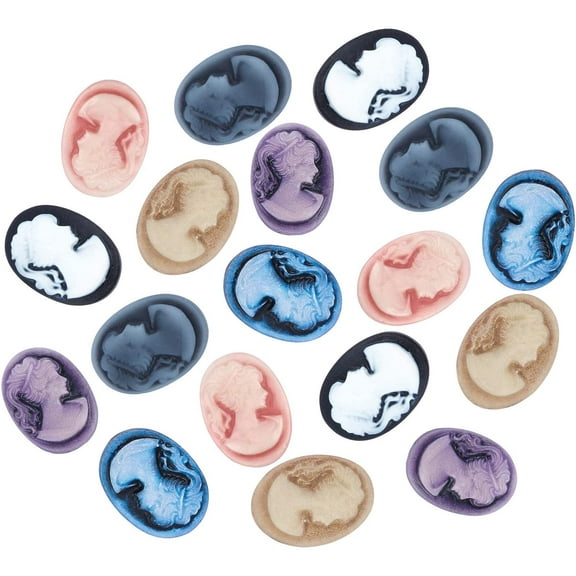 48pcs 6 Colors Resin Lady Head Cameo Flat Back Cabochons Undrilled Cameo Beads Charms for DIY Craft Jewelry Making 0.67x0.5x0.1inch