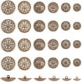 thumbnail image 1 of 48pcs 6 style 1-Hole Retro Zinc Alloy Shank Buttons Hollow Garment Decoration Antique Bronze 15~28x7.5~11.5mm Hole: 2mm 8pcs/style, 1 of 4