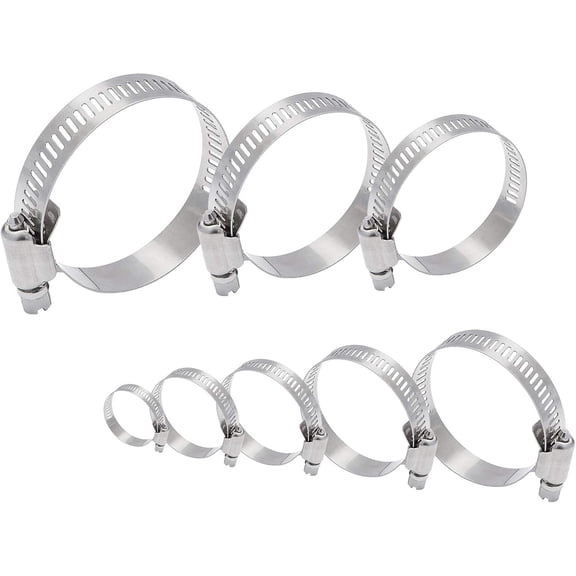 48pcs 8 Sizes Adjustable Worm Gear Hose Clamps Stainless Steel Worm Gear Hose Clamps Assortment Kit Mechanical Application Stainless Steel Color