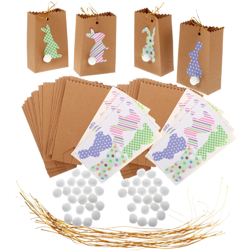 48pcs DIY Easter Bunny Gift Bags Easter Paper Bags Sweet Candy Party Gift Bags