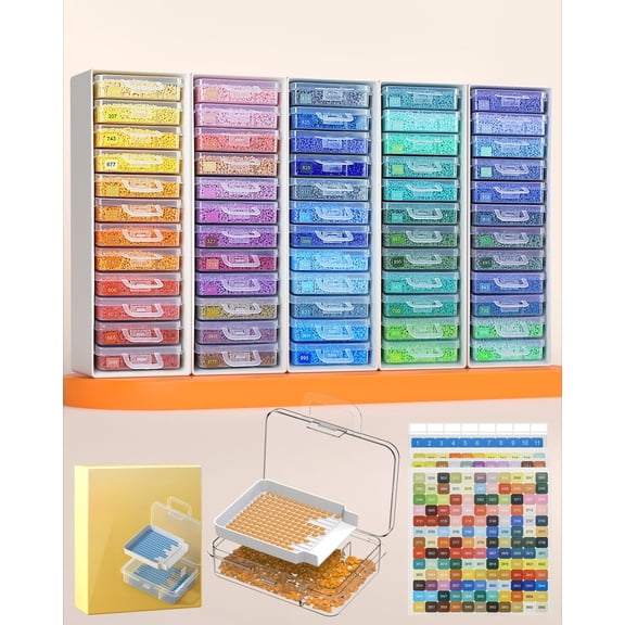 48pcs Diamond Painting Storage Containers Trays with Two Layers, 3-in-1 Diamond Painting Trays with Lids, Diamond Art Accessories, Diamond Art Drills Storage & Line-Up