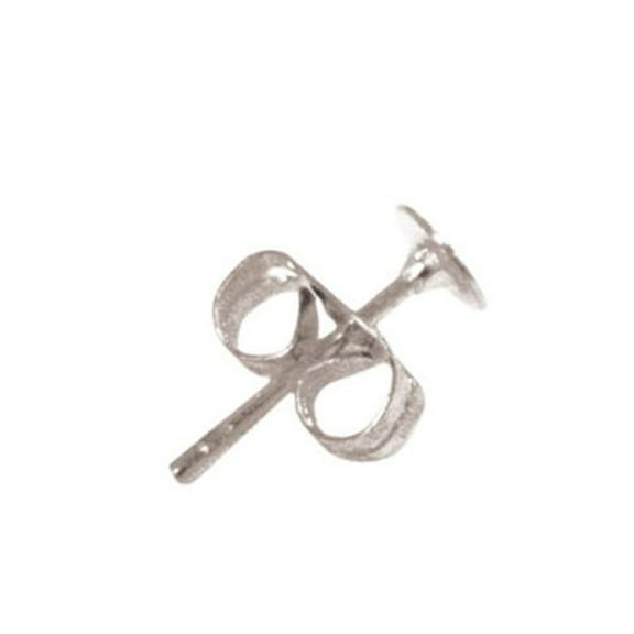 48pcs Jewelry Finding Post Earring with Stopper (Flat Plate, Silver)